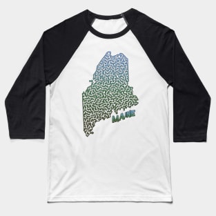 Maine State Outline Maze & Labyrinth Baseball T-Shirt